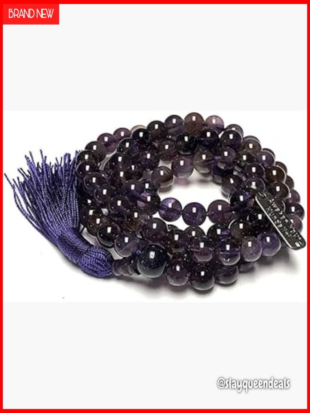 Amethyst Mala Necklace 108 Beads 6mm Spiritual Jewelry Crown Chakra